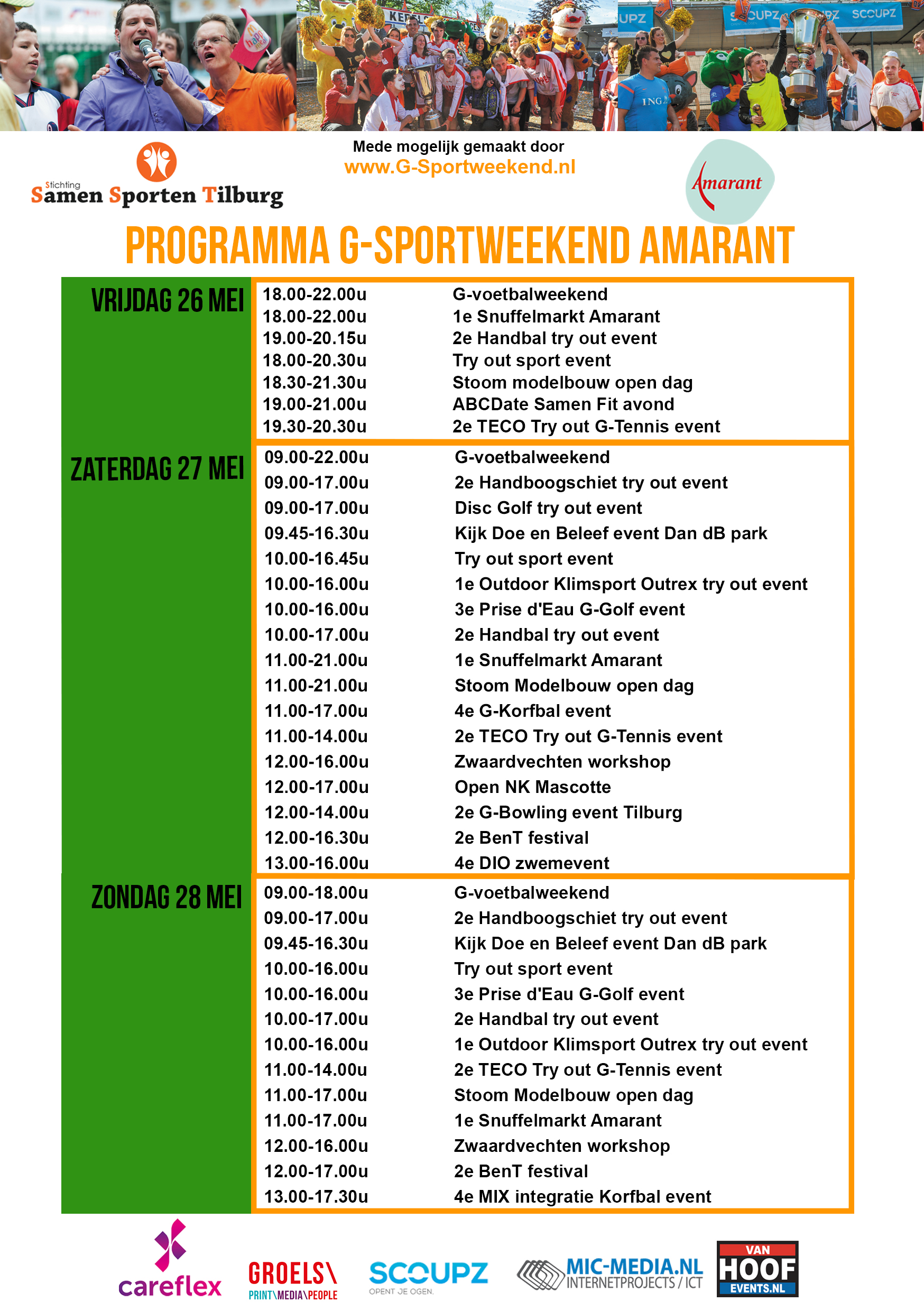 Programma G-Sportweekend Amarant 2023